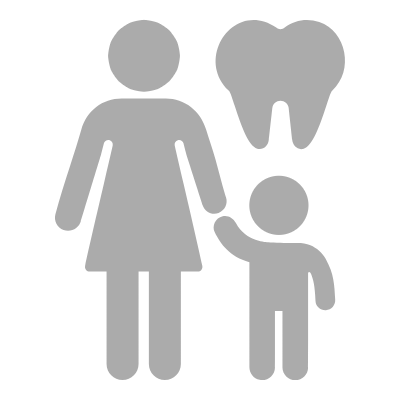 Mother and child with tooth icon